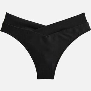 NEW J. Crew Ribbed Cross-front Cheeky Bikini Bottom, Black, Women's 3X BE812 $59